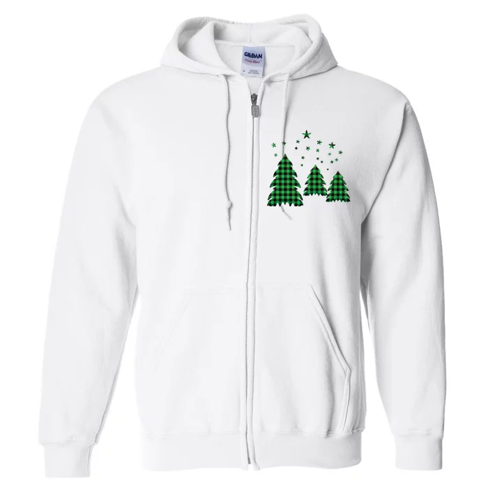 Festive Christmas Trees Pattern Full Zip Hoodie