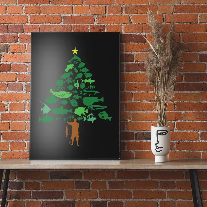 Fish Christmas Tree Merry Fishmas Funny Christmas Fisherman Poster