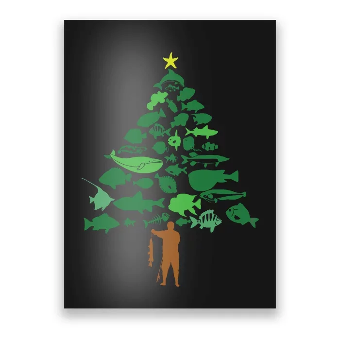 Fish Christmas Tree Merry Fishmas Funny Christmas Fisherman Poster