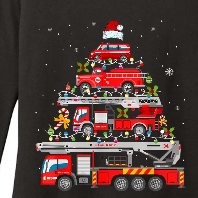 Firefighter Christmas Tree Fire Truck Fire Xmas Funny Gift Gift Womens CVC Long Sleeve Shirt