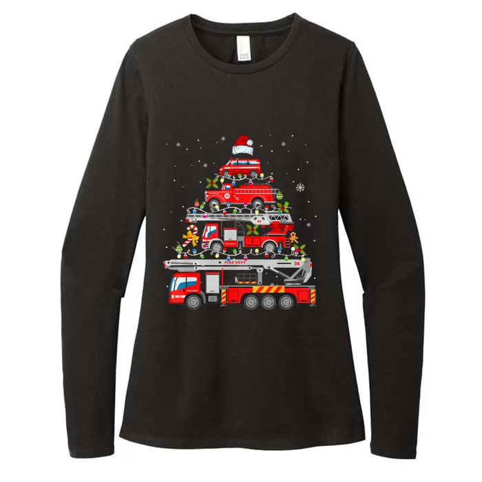 Firefighter Christmas Tree Fire Truck Fire Xmas Funny Gift Gift Womens CVC Long Sleeve Shirt