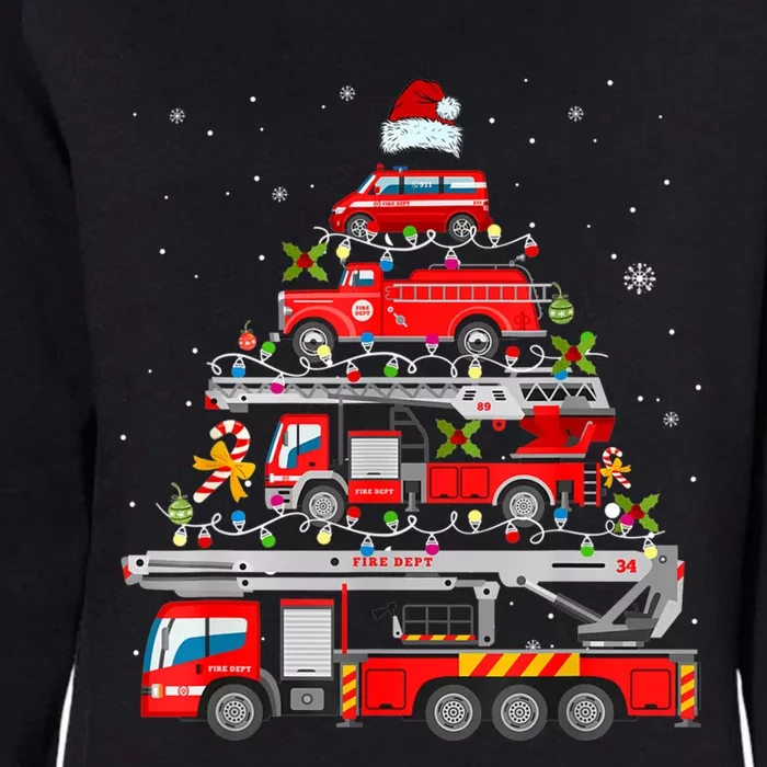 Firefighter Christmas Tree Fire Truck Fire Xmas Funny Gift Gift Womens California Wash Sweatshirt