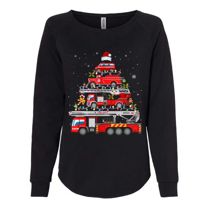 Firefighter Christmas Tree Fire Truck Fire Xmas Funny Gift Gift Womens California Wash Sweatshirt