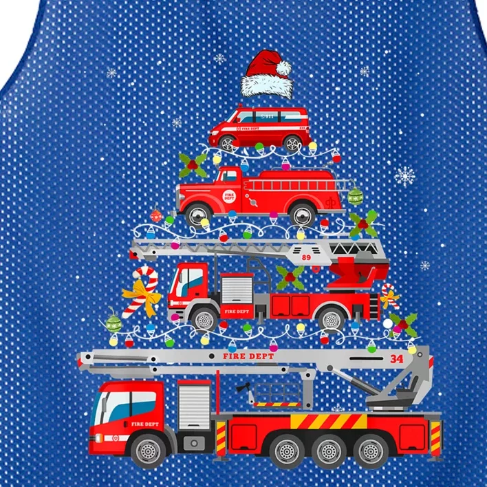 Firefighter Christmas Tree Fire Truck Fire Xmas Funny Gift Gift Mesh Reversible Basketball Jersey Tank