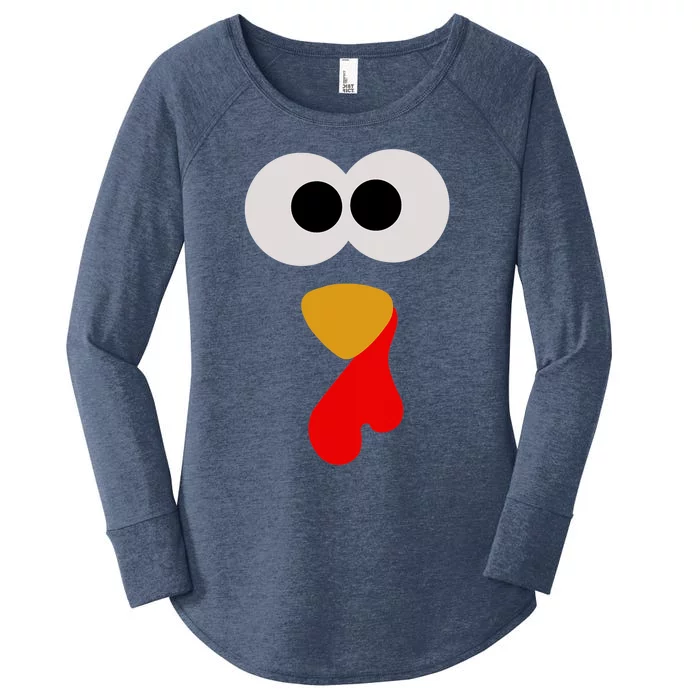 Funny Cute Turkey Face Thanksgiving Matching Family Costume Autumn Women's Perfect Tri Tunic Long Sleeve Shirt