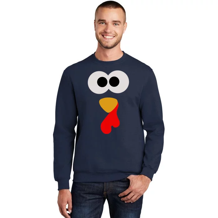 Funny Cute Turkey Face Thanksgiving Matching Family Costume Autumn Tall Sweatshirt