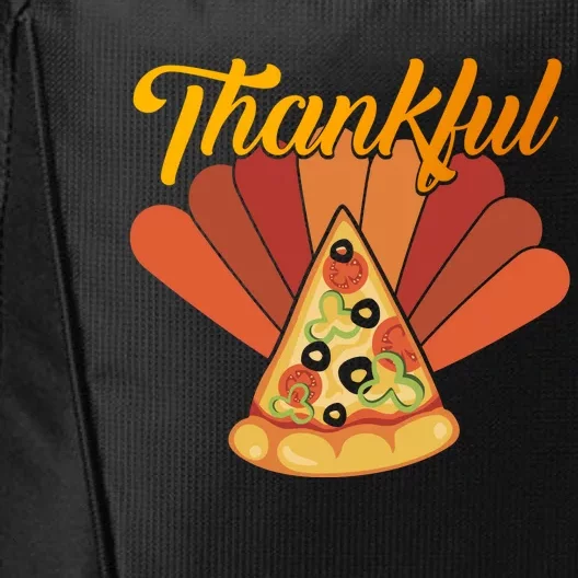 Funny Cute Thankful Turkey Pizza, Thankful Pumpkin Pie Thanksgiving City Backpack