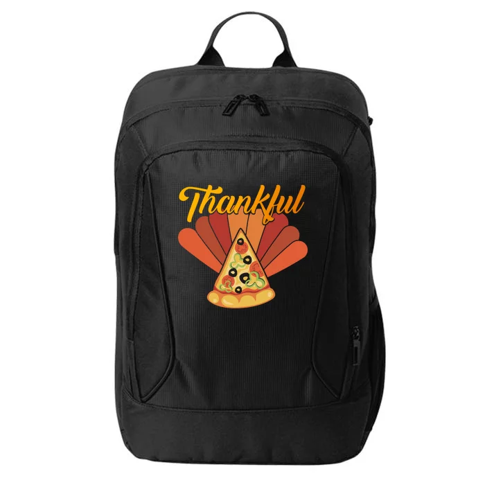 Funny Cute Thankful Turkey Pizza, Thankful Pumpkin Pie Thanksgiving City Backpack