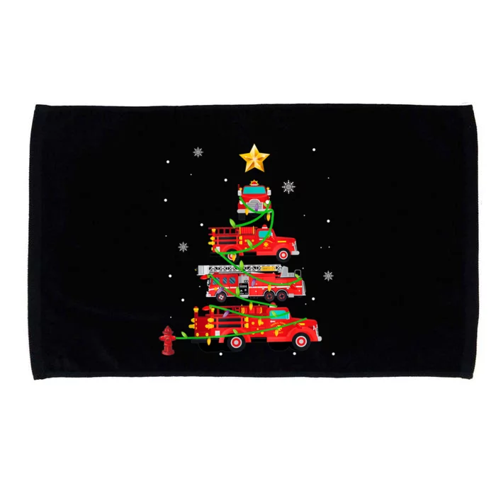 Firefighter Christmas Tree Fire Truck Fire Xmas Funny Gift Gift Microfiber Hand Towel