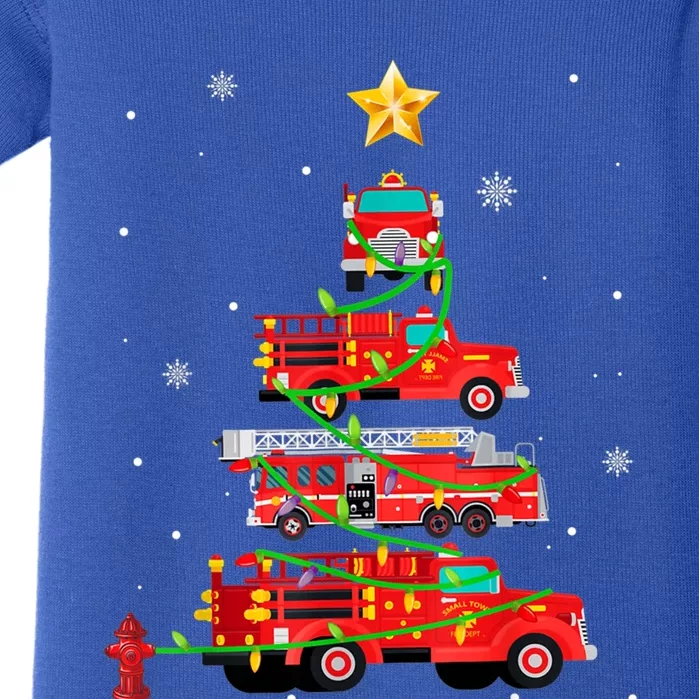 Firefighter Christmas Tree Fire Truck Fire Xmas Funny Gift Gift Baby Bodysuit