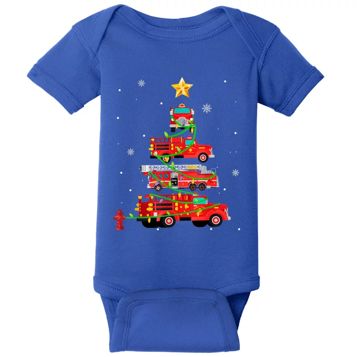 Firefighter Christmas Tree Fire Truck Fire Xmas Funny Gift Gift Baby Bodysuit