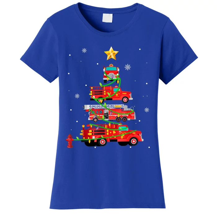 Firefighter Christmas Tree Fire Truck Fire Xmas Funny Gift Gift Women's T-Shirt