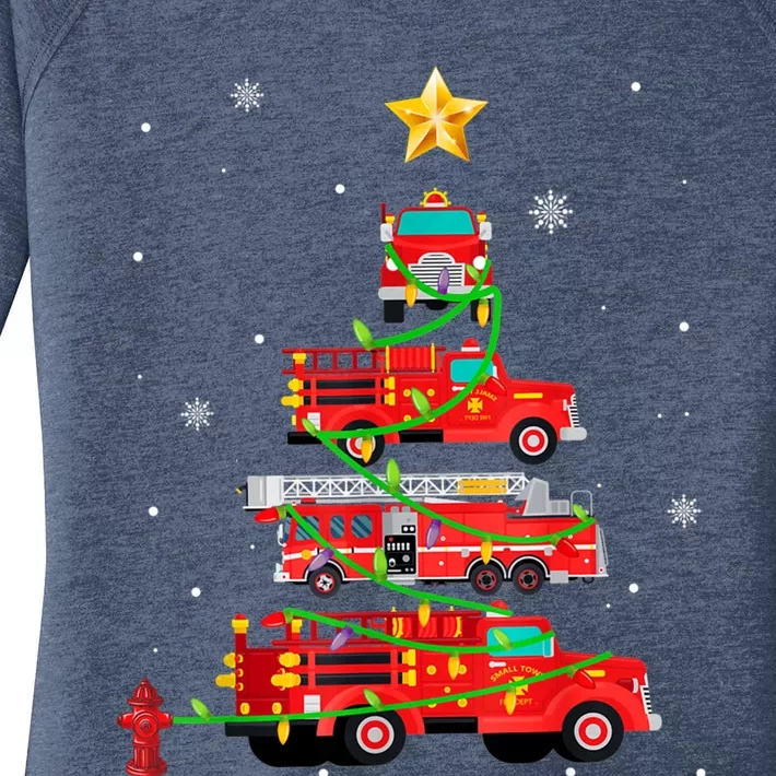 Firefighter Christmas Tree Fire Truck Fire Xmas Funny Gift Gift Women's Perfect Tri Tunic Long Sleeve Shirt