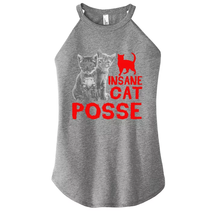 Funny Cat T Insane Cat Posse Gift Tee For Women Women’s Perfect Tri Rocker Tank