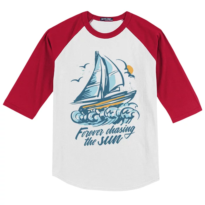 Forever Chasing The Sun Sail Boat Kids Colorblock Raglan Jersey