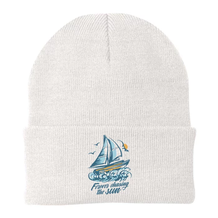 Forever Chasing The Sun Sail Boat Knit Cap Winter Beanie