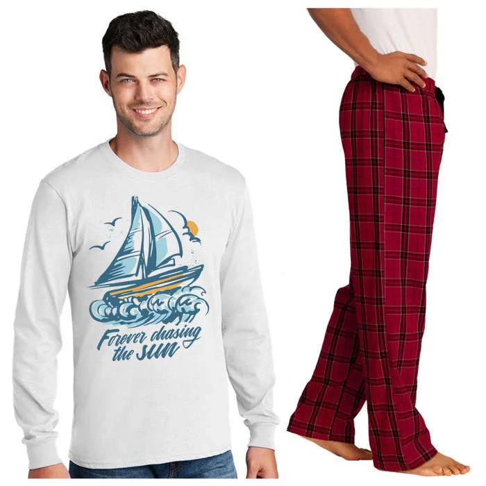 Forever Chasing The Sun Sail Boat Long Sleeve Pajama Set