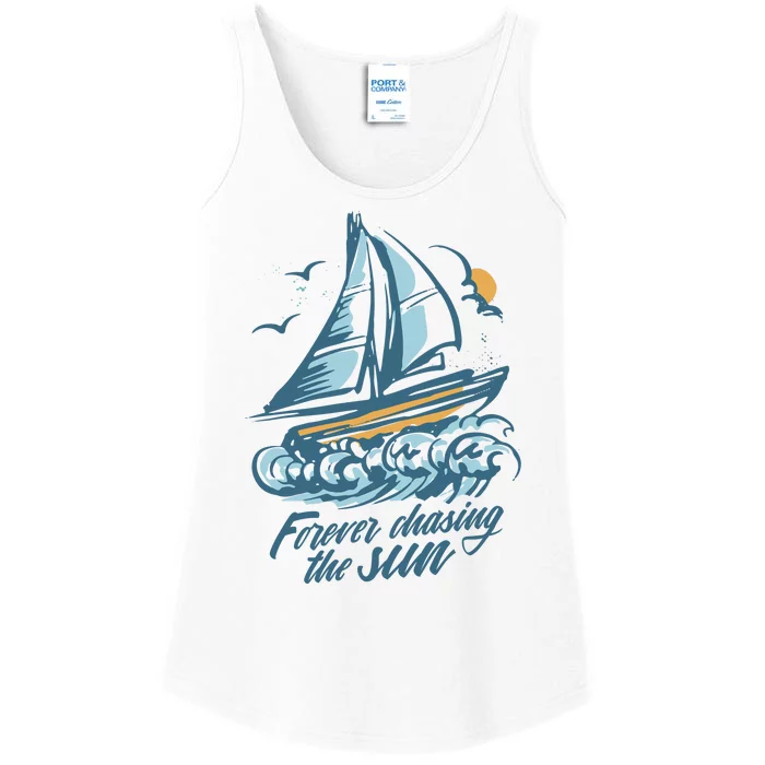 Forever Chasing The Sun Sail Boat Ladies Essential Tank