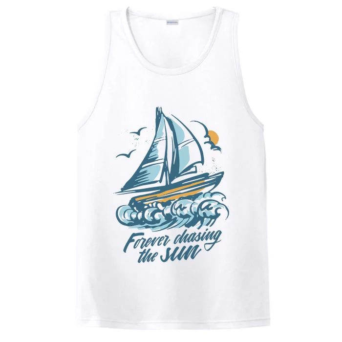 Forever Chasing The Sun Sail Boat Performance Tank