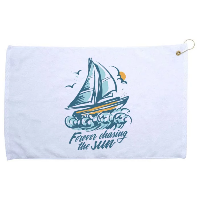 Forever Chasing The Sun Sail Boat Grommeted Golf Towel