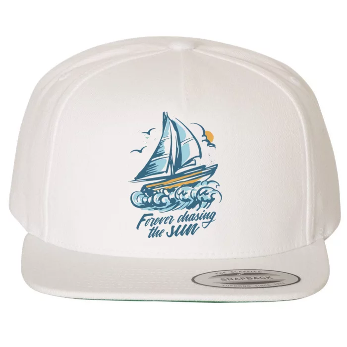 Forever Chasing The Sun Sail Boat Wool Snapback Cap