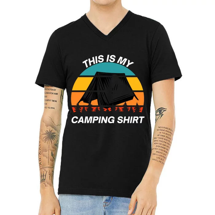 Funny Camping, This Is My Camping, Social Distancing, Hiking, Nature, Hike V-Neck T-Shirt