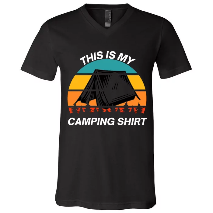 Funny Camping, This Is My Camping, Social Distancing, Hiking, Nature, Hike V-Neck T-Shirt