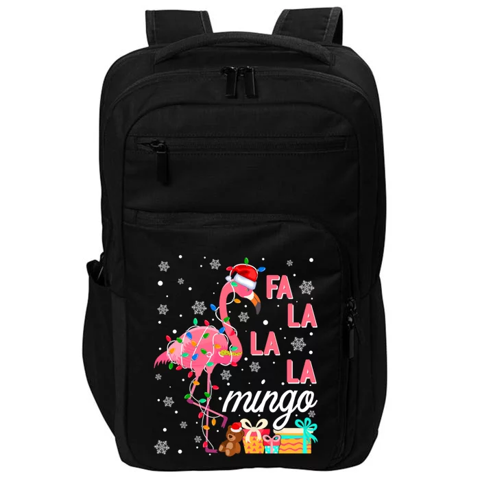 Flamingo Christmas Tree Lights Fa La La Mingo Tropical Xmas Gift Impact Tech Backpack