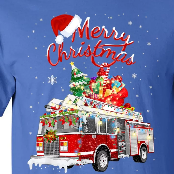 Firefighter Christmas Tree Fire Truck Fire Xmas Funny Gift Gift Tall T-Shirt