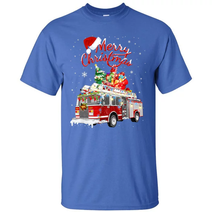 Firefighter Christmas Tree Fire Truck Fire Xmas Funny Gift Gift Tall T-Shirt