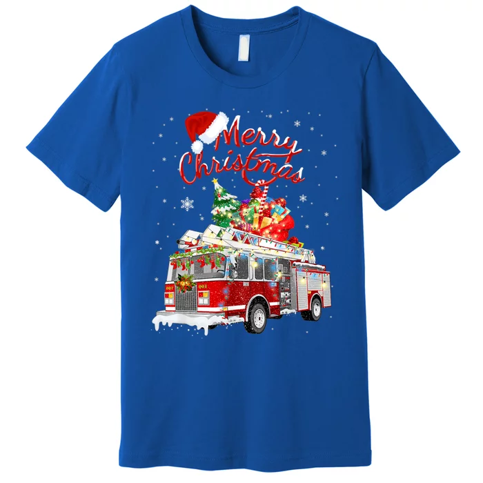 Firefighter Christmas Tree Fire Truck Fire Xmas Funny Gift Gift Premium T-Shirt