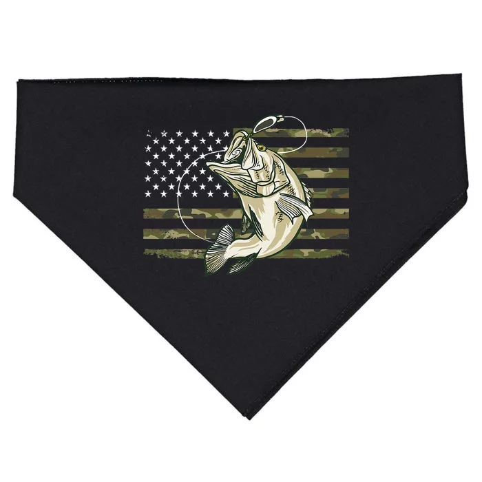 Fishing Camouflage Us American Flag Bass Fish Fisherman Camo USA-Made Doggie Bandana