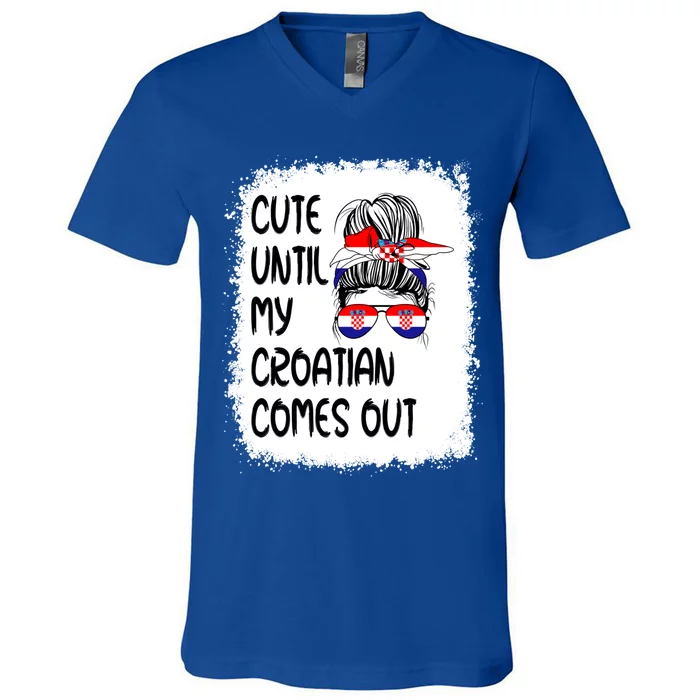 Funny Cute Until My Croatian Comes Out Cool Gift V-Neck T-Shirt