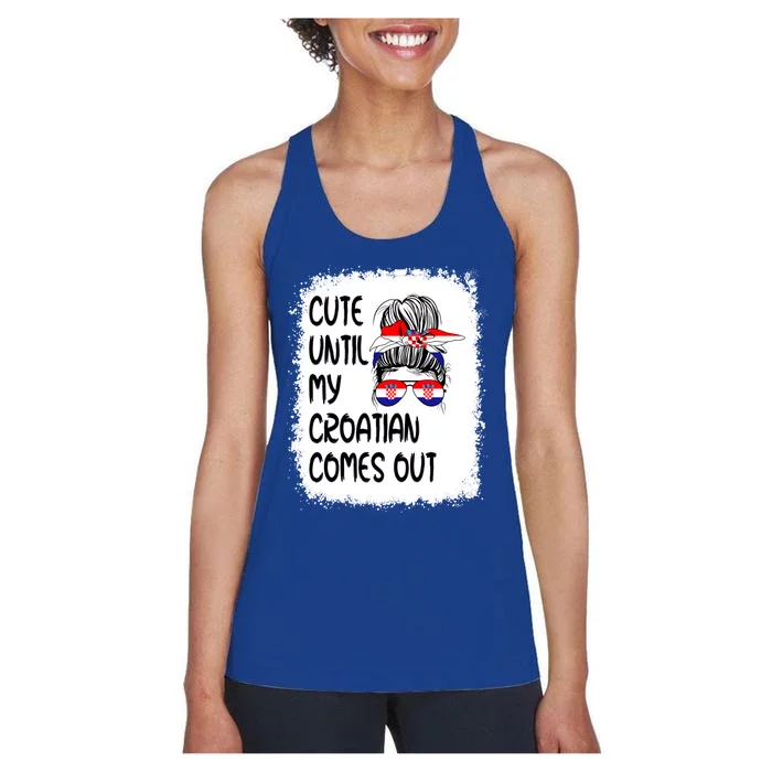 Funny Cute Until My Croatian Comes Out Cool Gift Women's Racerback Tank