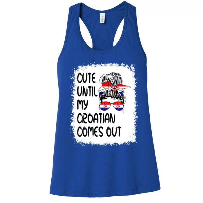 Funny Cute Until My Croatian Comes Out Cool Gift Women's Racerback Tank