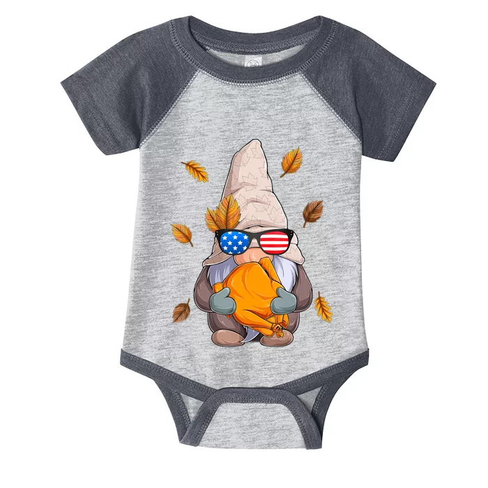 Funny Cute Usa Gnome Autumn Fall Thanksgiving Infant Baby Jersey Bodysuit