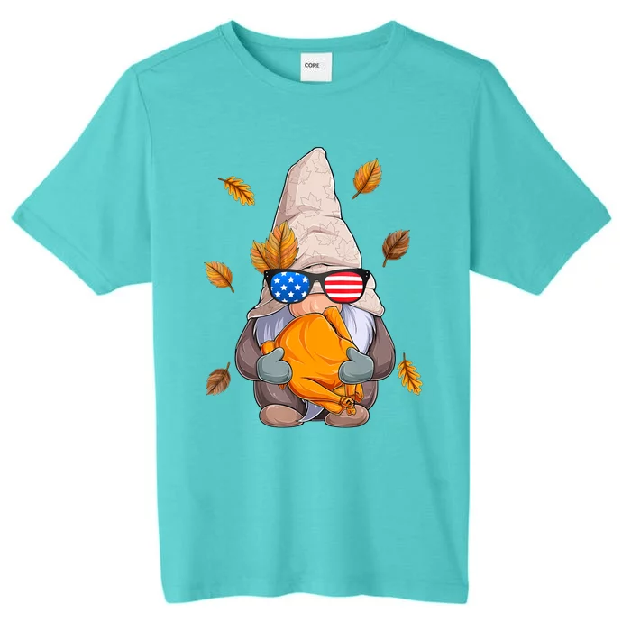 Funny Cute Usa Gnome Autumn Fall Thanksgiving ChromaSoft Performance T-Shirt