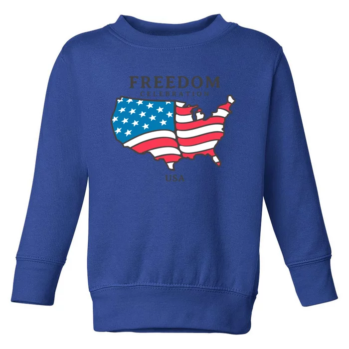 Freedom Celebration Usa Map Independence Day Us Flag Gift Toddler Sweatshirt