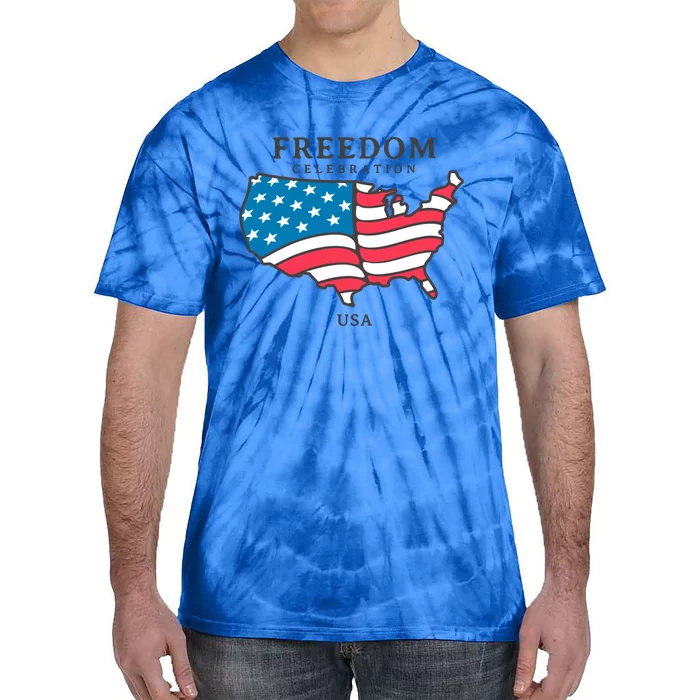 Freedom Celebration Usa Map Independence Day Us Flag Gift Tie-Dye T-Shirt