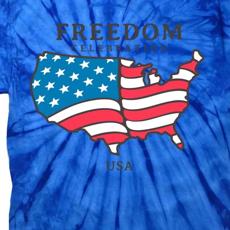 Freedom Celebration Usa Map Independence Day Us Flag Gift Tie-Dye T-Shirt