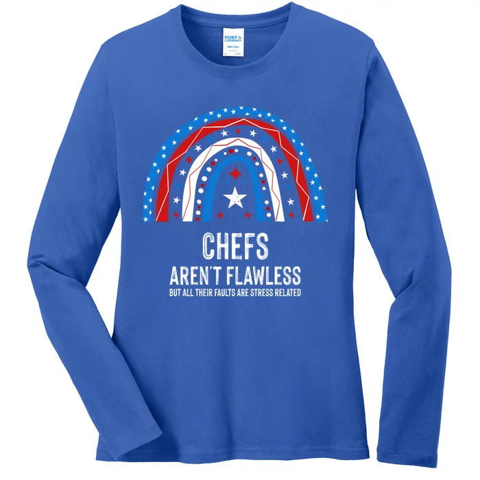 Funny Chef Usa Flag 4th Of July American Gift Ladies Long Sleeve Shirt