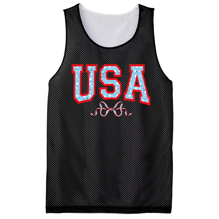 Funny Coquette Usa Cute Bow American 4th Of July Mesh Reversible Basketball Jersey Tank