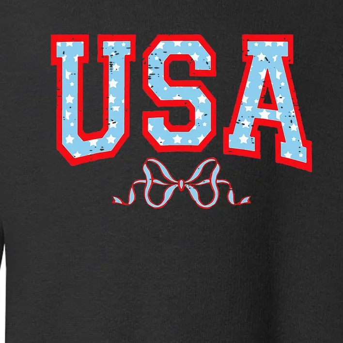 Funny Coquette Usa Cute Bow American 4th Of July Toddler Sweatshirt