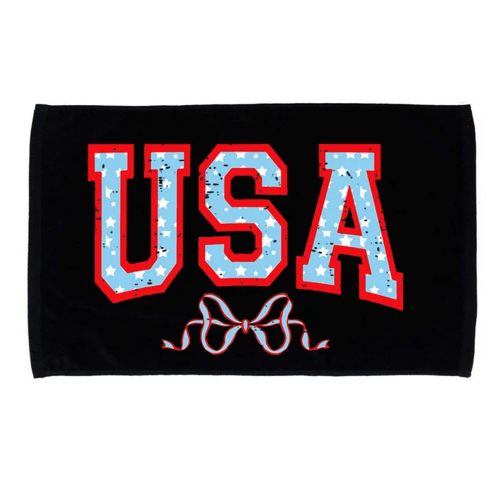 Funny Coquette Usa Cute Bow American 4th Of July Microfiber Hand Towel