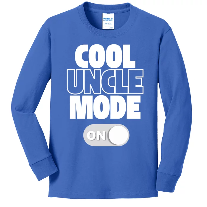 Funny Cool Uncle Mode On Gift Kids Long Sleeve Shirt