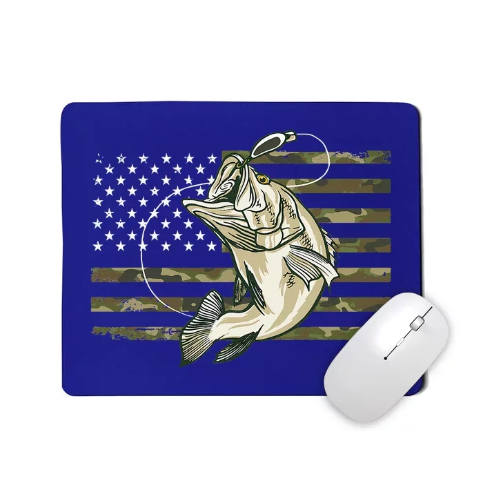 Fishing Camouflage US American Flag Bass Fish Fisherman Camo Mousepad