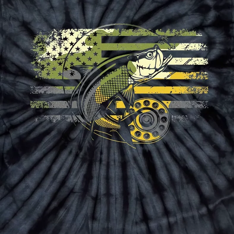 Fishing Camouflage US American Flag Bass Fish Fisherman Tie-Dye T-Shirt