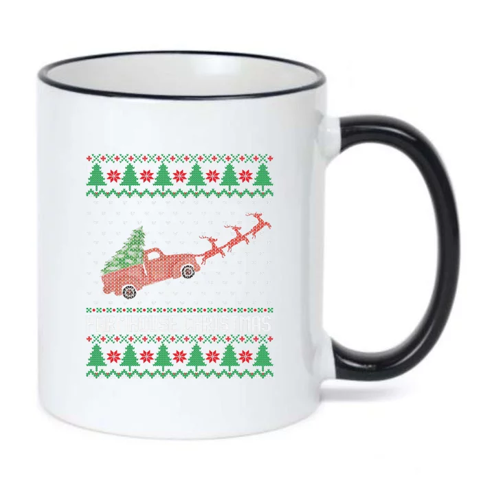 Farmhouse Christmas Ugly Sweater Funny Xmas Gift Black Color Changing Mug