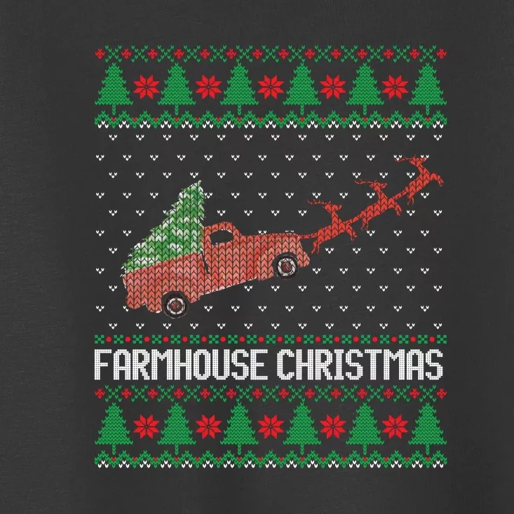 Farmhouse Christmas Ugly Sweater Funny Xmas Gift Toddler T-Shirt