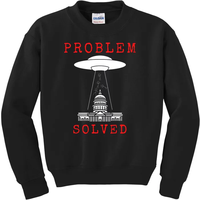 Funny Conservative UFO Problem Solved Kids Sweatshirt